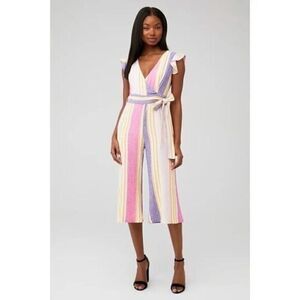 Line & Dot Karira Flamingo Stripe Cropped Jumpsuit S